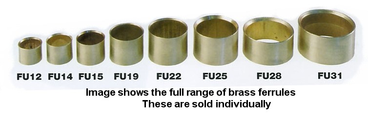 10 Plain Brass Ferrules 27mm Outer Top Diameter For Walking Sticks